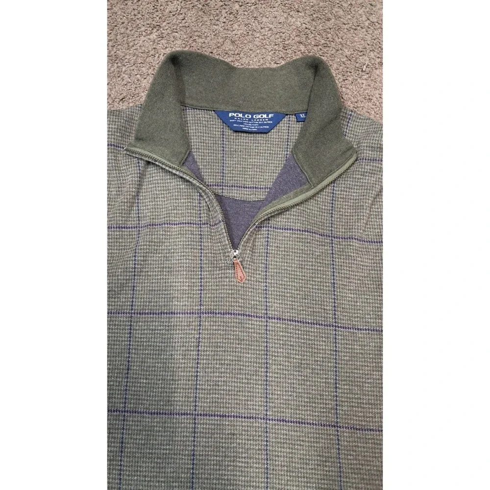 Ralph Lauren Polo Golf Pullover Men's XL 1/4-Zip Houndstooth Windowpane